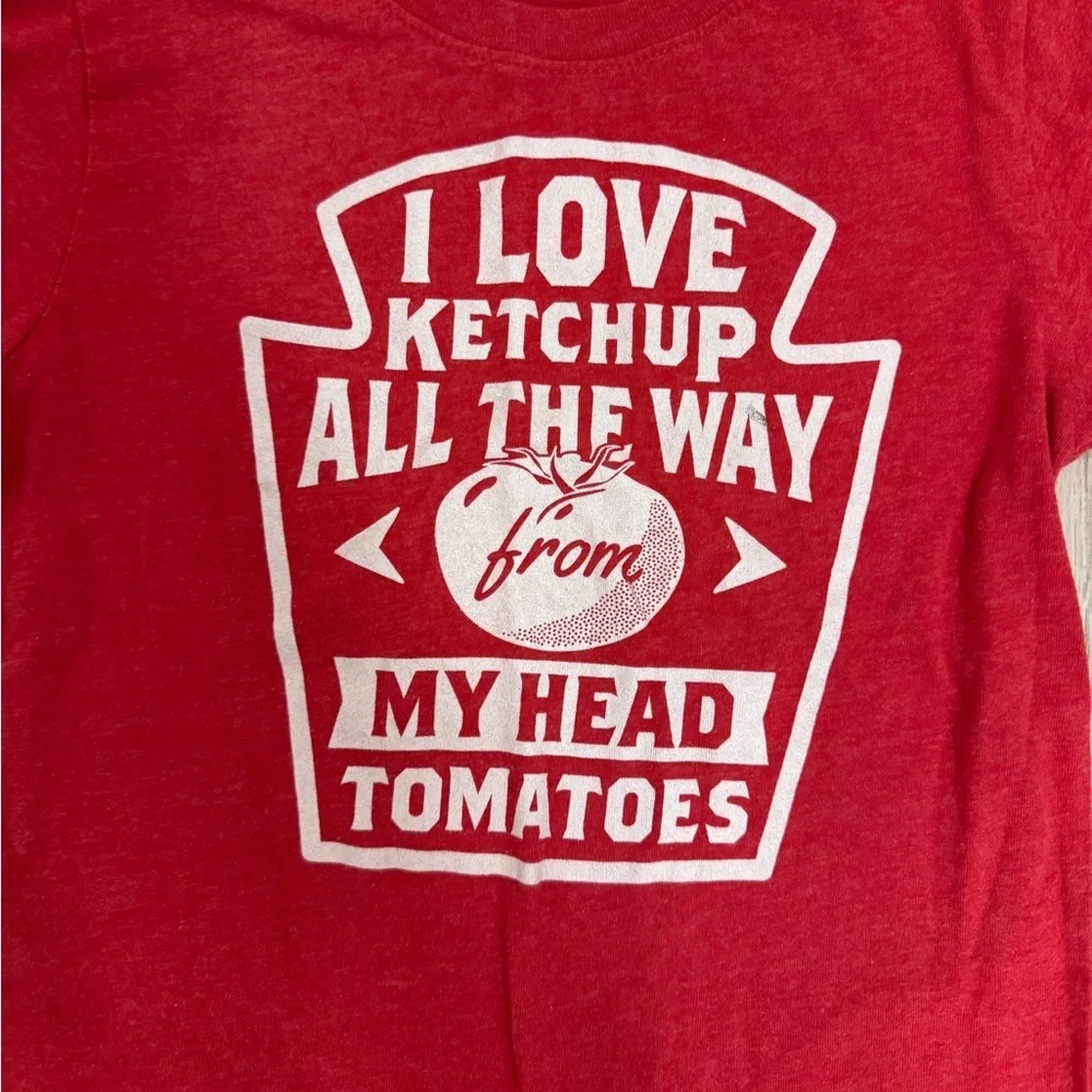 Red Kids T-Shirt with Ketchup Graphic